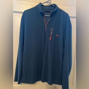 Southern Marsh Men’s Large Mock Pull Over Blue Gray with orange/apricot trim